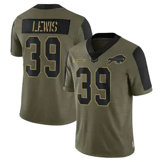 Cam Lewis Buffalo Bills Men's Limited 2021 Salute To Service Nike Jersey - Olive