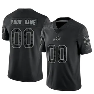 Custom Buffalo Bills Men's Limited Custom Reflective Nike Jersey - Black