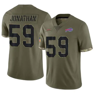 Kingsley Jonathan Buffalo Bills Youth Limited 2022 Salute To Service Nike Jersey - Olive