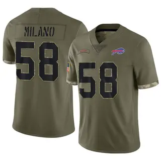 Matt Milano Buffalo Bills Youth Limited 2022 Salute To Service Nike Jersey - Olive