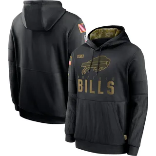 Men's Buffalo Bills Black 2020 Salute to Service Sideline Performance Pullover Hoodie