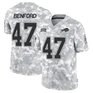 Men's Christian Benford Buffalo Bills Men's Limited Arctic Camo 2024 Salute to Service Nike Jersey