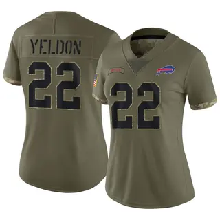 T.J. Yeldon Buffalo Bills Women's Limited 2022 Salute To Service Nike Jersey - Olive