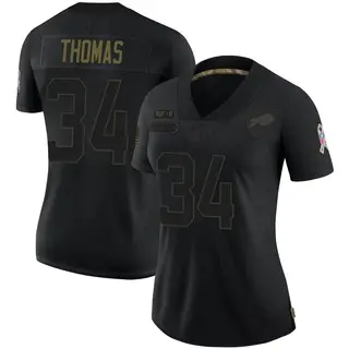 Thurman Thomas Buffalo Bills Women's Limited 2020 Salute To Service Nike Jersey - Black