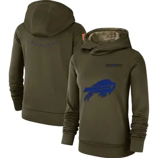 Women's Buffalo Bills Olive 2018 Salute to Service Team Logo Performance Pullover Hoodie